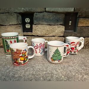 Vintage Christmas Mug Set Of 5